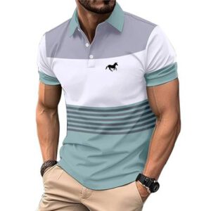 Men Casual Fashion Short Sleeve Slim Fit Lapel Polo Shirt .